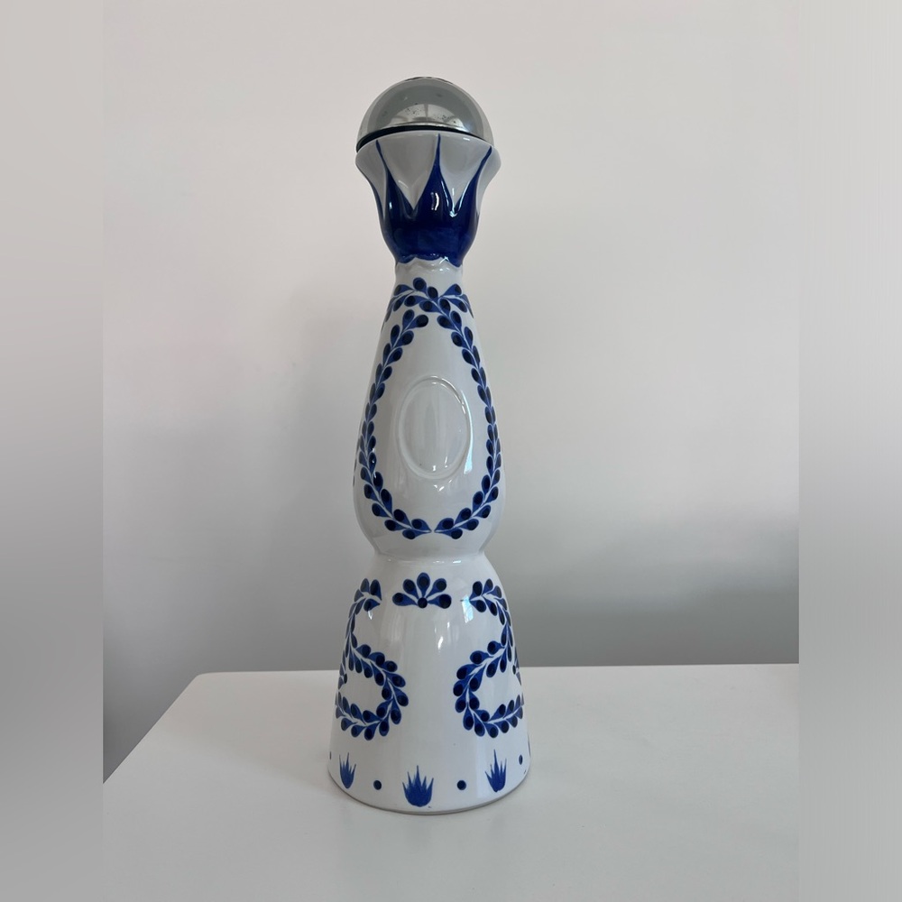 Artisan Blue and White Ceramic Bottle